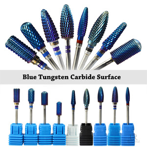 Màu Xanh Tungsten Nail Drill Bit Carbide Burr Lớp Phủ Kim Loại Bits Với Cap Set Điện Khoan Phụ Kiện UV LED Gel Kit - Product Image 2