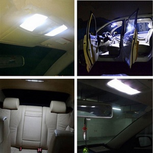 12SMD 5050 Chip coche Panel Led Interior Luz de cúpula DC 12V Auto lámpara de techo T10 + adorno adaptadores leer bombilla