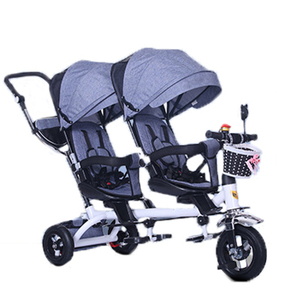 Poussette pivotante multifonction double <span class=keywords><strong>siège</strong></span>, pour <span class=keywords><strong>bébé</strong></span>, tricycle avec deux places - Product Image 1