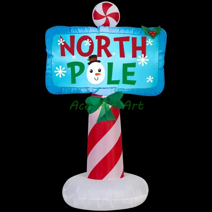 inflatable North Pole guidepost Xmas ornaments with LED for Christmas decoration
