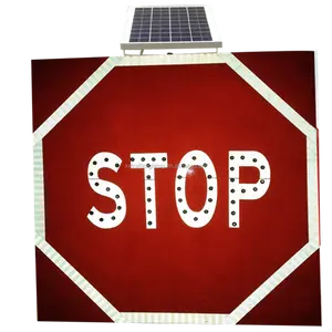 outdoor lighted electronic bus flashing solar battery powered led stop signs