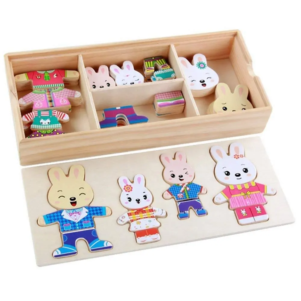 De madera rompecabezas de madera de familia de juegos de rompecabezas juguetes educativos para niños niñas