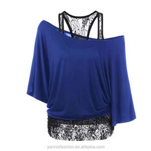 Camicie da donna Sexy taglie forti con scollo a squarciagola a maniche lunghe camicie Casual blu bianco solido per feste E9948 - Product Image 2