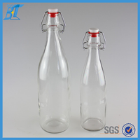Bouteilles de vinaigre rondes en verre avec couvercle à bascule, 250 ml, 500 ml, 16 oz, 1000 ml, 32 oz