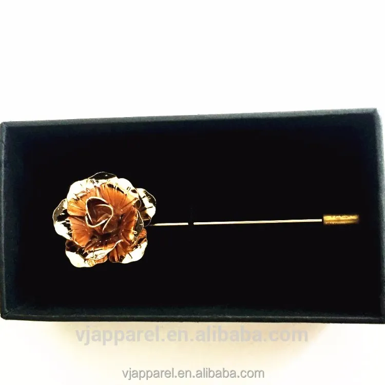 Gold Metal Flower Lapel Pin Packingボックス