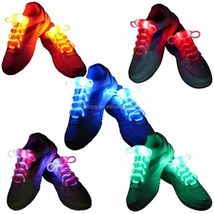 एलईडी प्रकाश चमकदार जूते का फीता रंगीन नीयन shoestrings कस्टम नेतृत्व में प्रकाश ऊपर जूता फीता