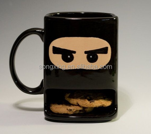 Taza de Leche con Forma de Cara de Monstruo, Tazas de Té, Portavasos para Galletas, Taza de Café de Cerámica con Bolsillo para Galletas, Regalos Promocionales de Dibujos Animados Blancos - Product Image 3