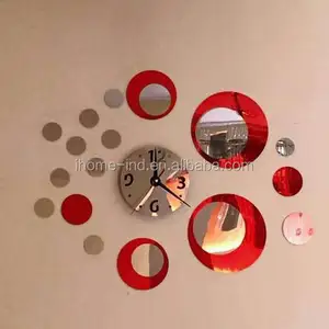 Espejos de la pared decoración del hogar 3d encantadores pegatina espejo reloj cricle