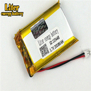 Plug 2,0-2 p lithium battery 103448 2000 mAh rechargeable lithium polymer battery Pl LiPo battery with wires - Product Image 3