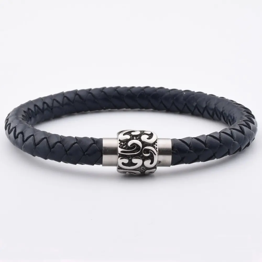 Beste Großhandel Websites Guy Herren Seil Casting Verschluss Edelstahl Leder Armband Design Mode