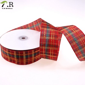 25 mètres/roll fil d'or vérifié En <span class=keywords><strong>Organza</strong></span> Ruban de noël ruban pour la décoration de cheveux accessoires - Product Image 1