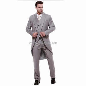 Abito <span class=keywords><strong>Grigio</strong></span> a Coda di Rondine di Alta Qualità, Completo Elegante da Uomo, Abito da Sposo alla Moda, Completo da Cerimonia per Testimoni (giacca+gilet+pantaloni) - Product Image 2