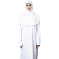 Nuovo Arrivo Dubai Abbigliamento Islamico Abaya Delle Donne Solido Superiore Stretch Poliestere Bianco di Un Pezzo Del Vestito Musulmano Tappeto di Preghiera