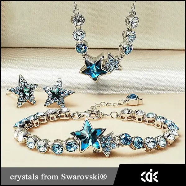 Кристаллы из кристаллов сваровски ювелирные изделия мода оптовая продажа знаки зодиака серебряный комплект ювелирных изделий