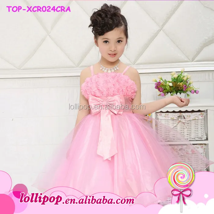 2016 फैशन लड़की सुंदर बच्चों फूल लड़की पोशाक गुलाबी राजकुमारी बच्ची शादी की पोशाक