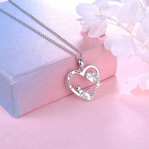 <span class=keywords><strong>Mamma</strong></span> E Bambino Della Collana Del Cuore 925 Sterling Silver I Love You Mom Pendente Della Collana - Product Image 4