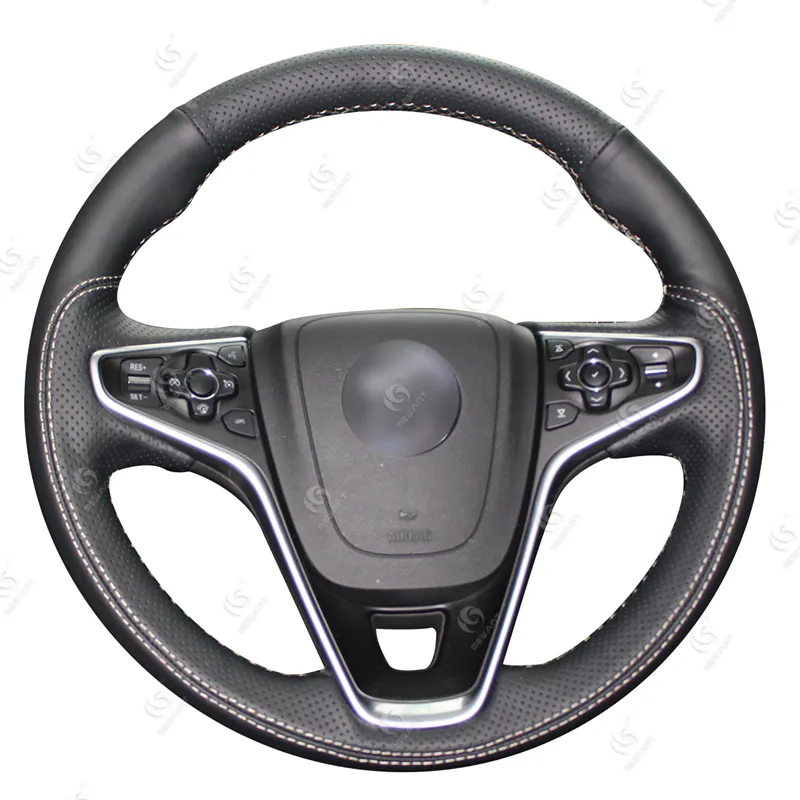 Hand Stitched Black Leather White Stitching Steering Wheel CoverためBuick Regal Opel Insignia 2014 2015