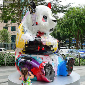 新しいデザインの樹脂漫画動物の庭の装飾等身大パンダの像 - Product Image 2