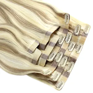 Clip In Hair Extension 2024 New Arrival HaiYi Factory Seamless PU Skin Weft Clip In Hair Extension