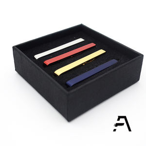 男性用シンプルブランクなめらかな真鍮ネクタイクリップタイピンセット-婚約 & ウェディングギフト - Product Image 6