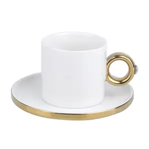 Thiết Kế Sáng Tạo Gốm Hình Dạng Răng Mug New Mặt Hàng Khuyến Mại Cappuccino Cup Với Saucers