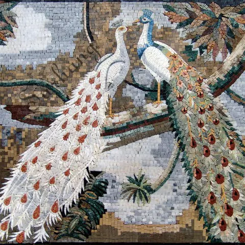 Mosaic tile murals picture animals art design for peacock