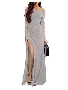 Donna Elegante Partito di Sera <span class=keywords><strong>Abito</strong></span> Lungo Sexy <span class=keywords><strong>Scollo</strong></span> <span class=keywords><strong>A</strong></span> Barchetta Formal Alta Della Fessura Maxi Vestito - Product Image 5