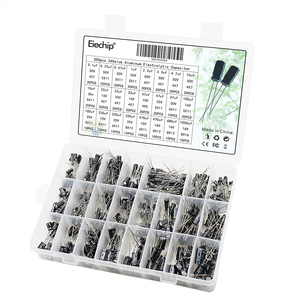Eiechip 24Value Kit 500PCs Condensadores electrolíticos de aluminio tipo plomo radial 0,1 <span class=keywords><strong>uF</strong></span>-10000uF Rango 9 Caja Alto voltaje Bajo - Product Image 3