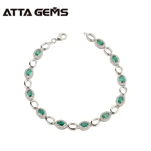 <span class=keywords><strong>Bracciale</strong></span> in argento sterling 925 con pietre <span class=keywords><strong>di</strong></span> smeraldo create da 3,35 carati - Product Image 1