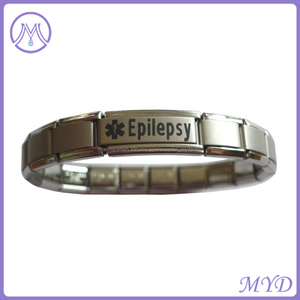 Vértigo con láser de acero inoxidable brazalete de identificación médica italiana - Product Image 1
