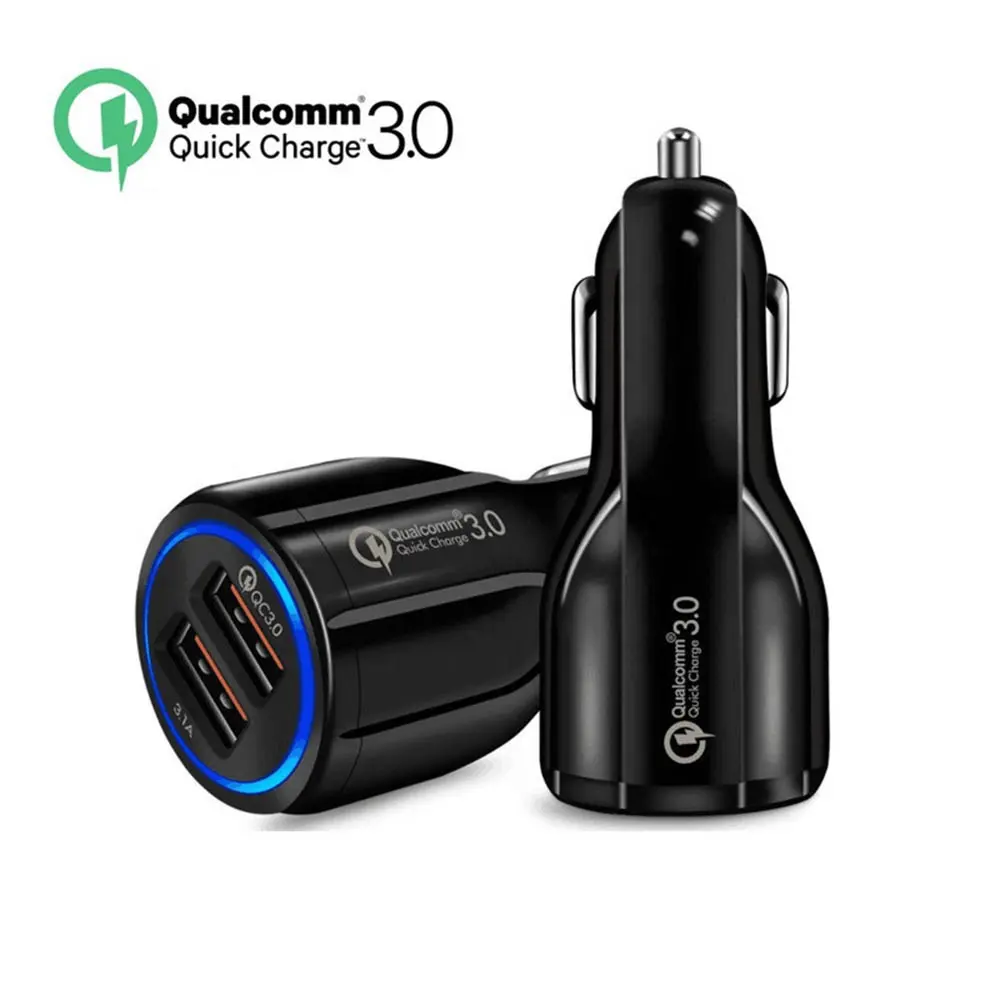 Universal Fast Charging Phone Chargers QC 3.0 Dual Port USB Car Charger Adapter