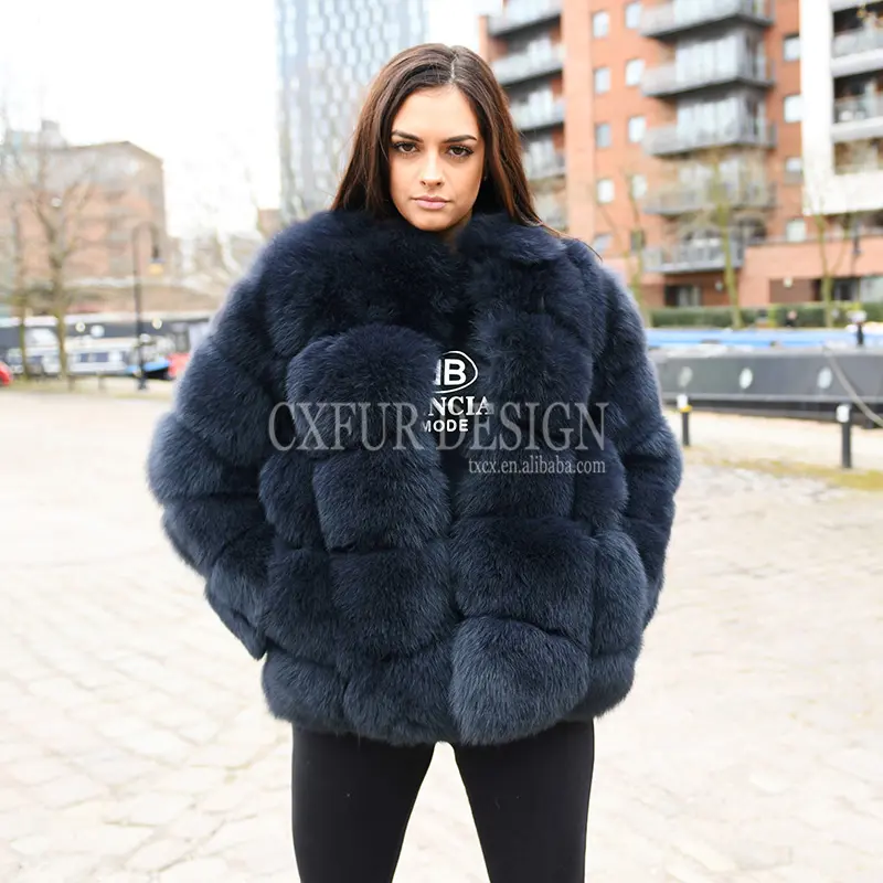CX-G-A-114C de lujo de alta calidad de las mujeres de invierno <span class=keywords><strong>suave</strong></span> Real chaqueta de piel de zorro