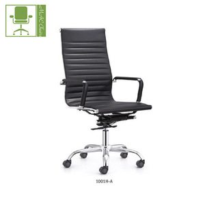 Foil back EMES ribbed REAR GENUINE black leather Executive Chair de bureau - Product Image 6