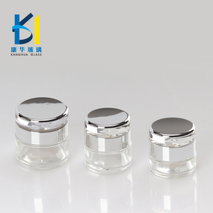 奢华银帽化妆品包装 20g 30g 50g 透明玻璃膏霜罐 - Product Image 2