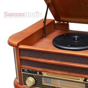 Tourne-disque rétro populaire en bois, lecteur de disques vinyles, programmable, <span class=keywords><strong>CD</strong></span>, USB, MP3, lecture de cassettes, <span class=keywords><strong>radio</strong></span>, port USB et prise casque - Product Image 2