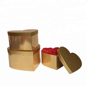 Custom LOGO Gold/ Silver Color Heart Shape Flower <strong>Box</strong>, <strong>Round</strong> Boxes for Rose Flower Gift Packaging - Product Image 2