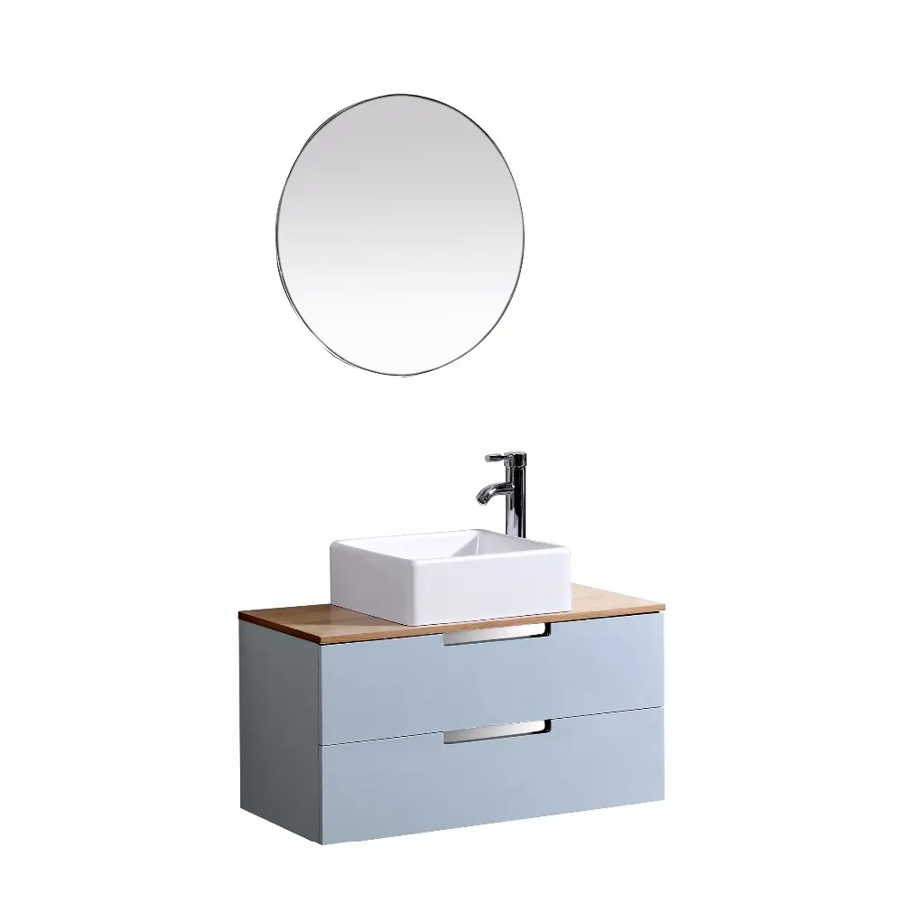 Commercial Colorful Special Design Wall Mounted Luxury Sanitary Bathroom Round Mirror PVC Cabinet for Hotel