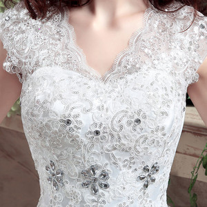 Vestido de <span class=keywords><strong>Novia</strong></span> de Marca, Hermoso Vestido de <span class=keywords><strong>Novia</strong></span> Económico, Vestidos de Gala con Espalda de Cordones, Vestido de <span class=keywords><strong>Novia</strong></span> Formal Elegante con Cuentas - Product Image 6