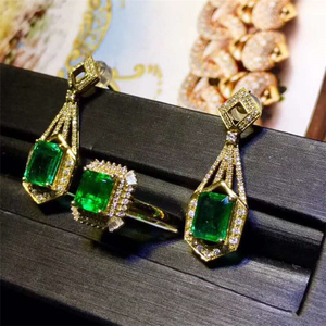 Gemstone <strong>Sets</strong> 18k Gold South Africa Real Diamond Natural <strong>Emerald</strong> Luxury Earrings/ring <strong>Jewelry</strong> <strong>Sets</strong> for Women - Product Image 4