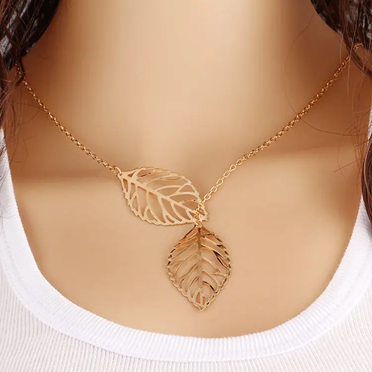 2015 Hot Nieuwe Vintage Big Leaf Sleutelbeen Korte Persoonlijkheid Gouden Ketting Choker Ketting