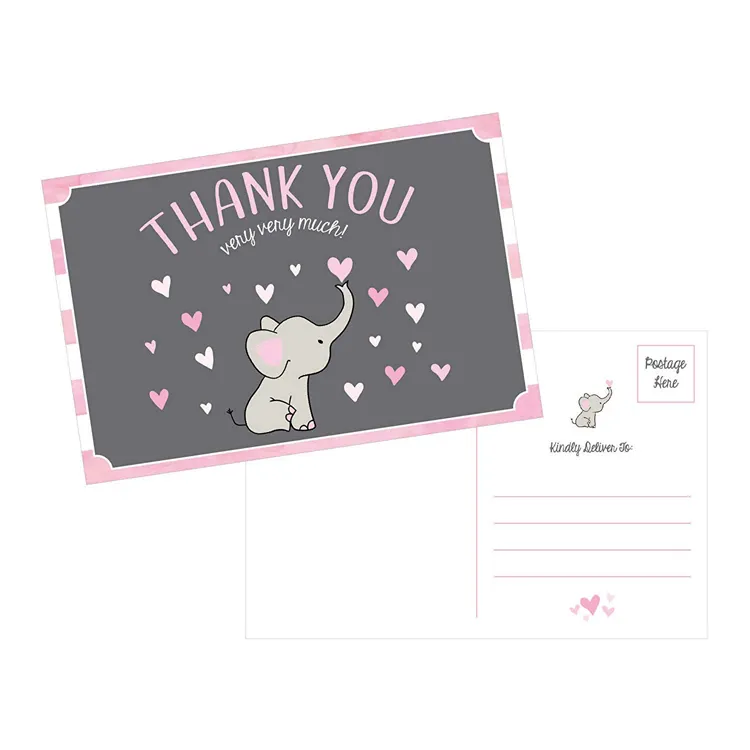 Myway branco bonito rosa menina pós cartões, bela rosa moderno boho graças nota papelaria elefante chuveiro de bebê