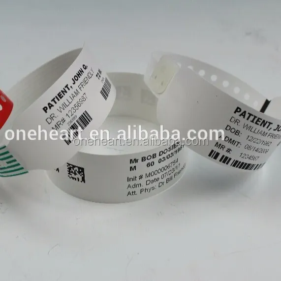 अस्पताल उपयोग के लिए डिस्पोजेबल और पर्यावरण के अनुकूल रोगी Wristband/Tyvek Wristband