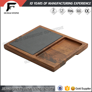 Personalizado Natural Negro Redondo Squaer Cheese Board <span class=keywords><strong>Sushi</strong></span> Steak pizarra piedra madera bistec platos para restaurante - Product Image 2