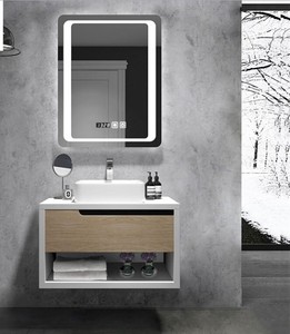 Vanité de salle de bains en bois massif de haute qualité, Vanity de salle de bains à miroir, promotion - Product Image 1
