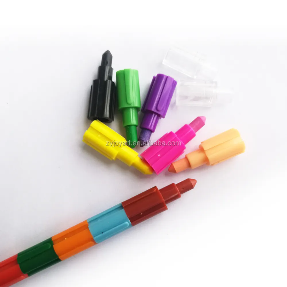 Stackable Crayon 6 Colors Assorted Mini Stackable Pencil Crayons Art Stationary Supplies