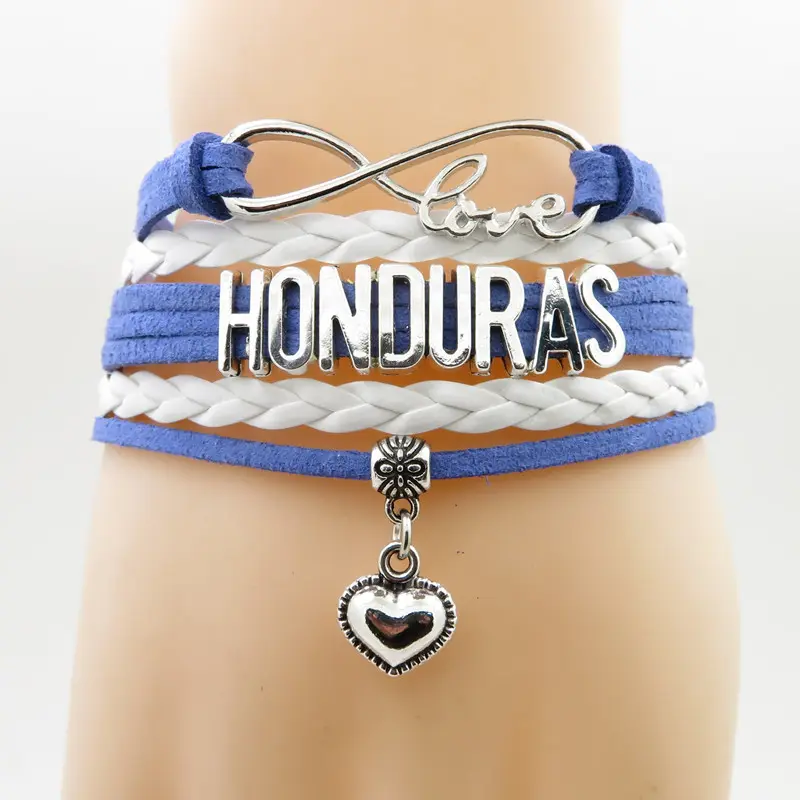 Infinito amore Braccialetto di Fascino del cuore di amore mio patria honduras honduras Bandiera bracciali e braccialetti gioielli per uomo e donna