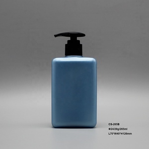 Sang Trọng 8 Oz Ánh Sáng Màu Xanh Hình Chữ Nhật Nhựa PET Make Up Chai Và Mỹ Phẩm Loại Bỏ Mặt Lotion Container Với Bơm Nhựa Màu Đen - Product Image 2