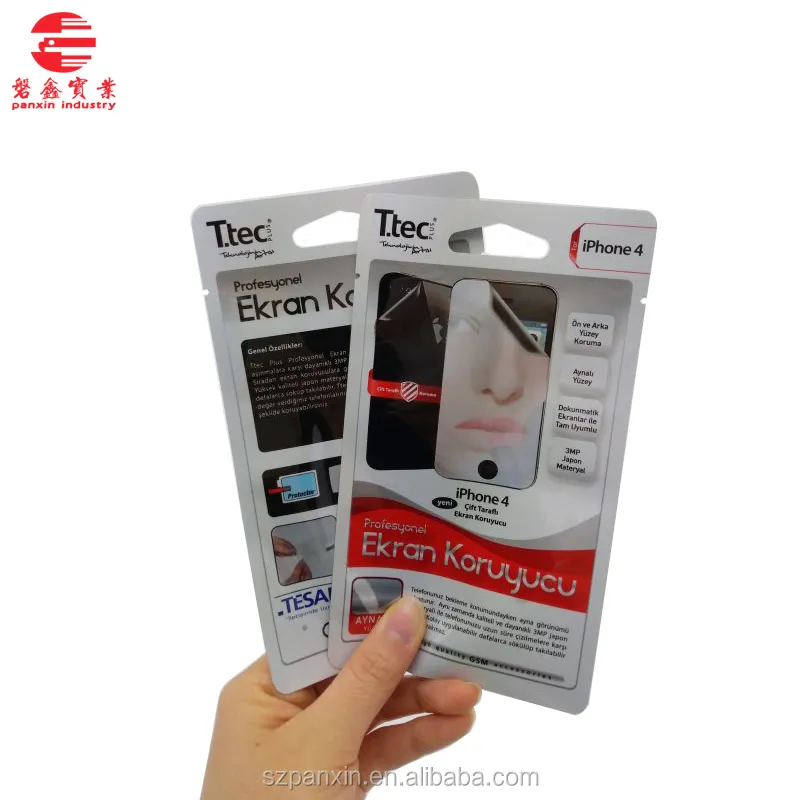 Custom Label Printed Cellphone Film Plastic Bag/Mobile phone Glass Toughened Protective Film Packaging Plastic Pouch