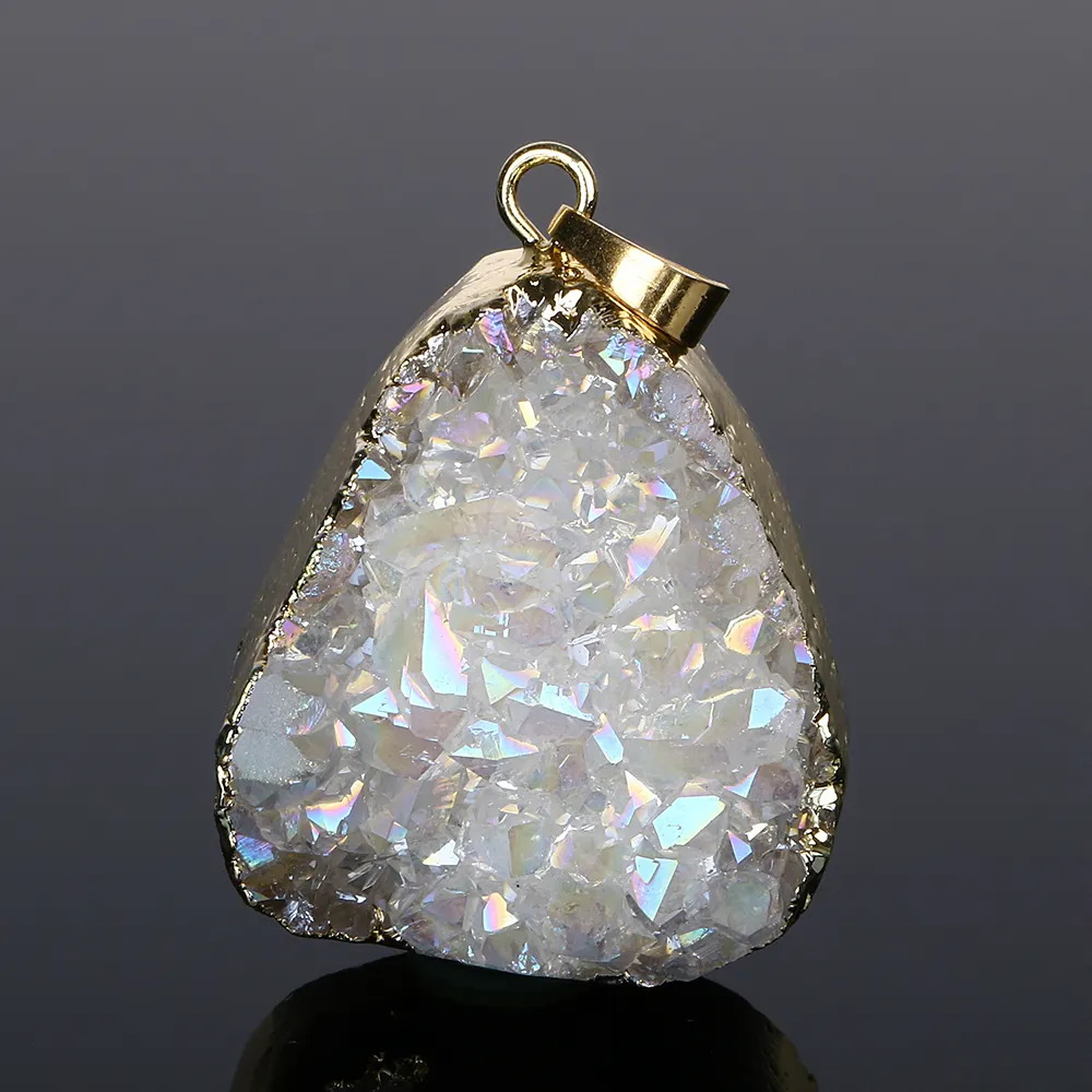 Irregular Wholesale Opal Unique Natural Agate Druzy Crystal Stone Geode Women Pendant Charm For Jewelry DIY Necklaces Making