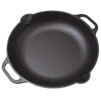 Paella redonda fundido pré-temperado com frigideira de ferro de laço, 13 ", preto